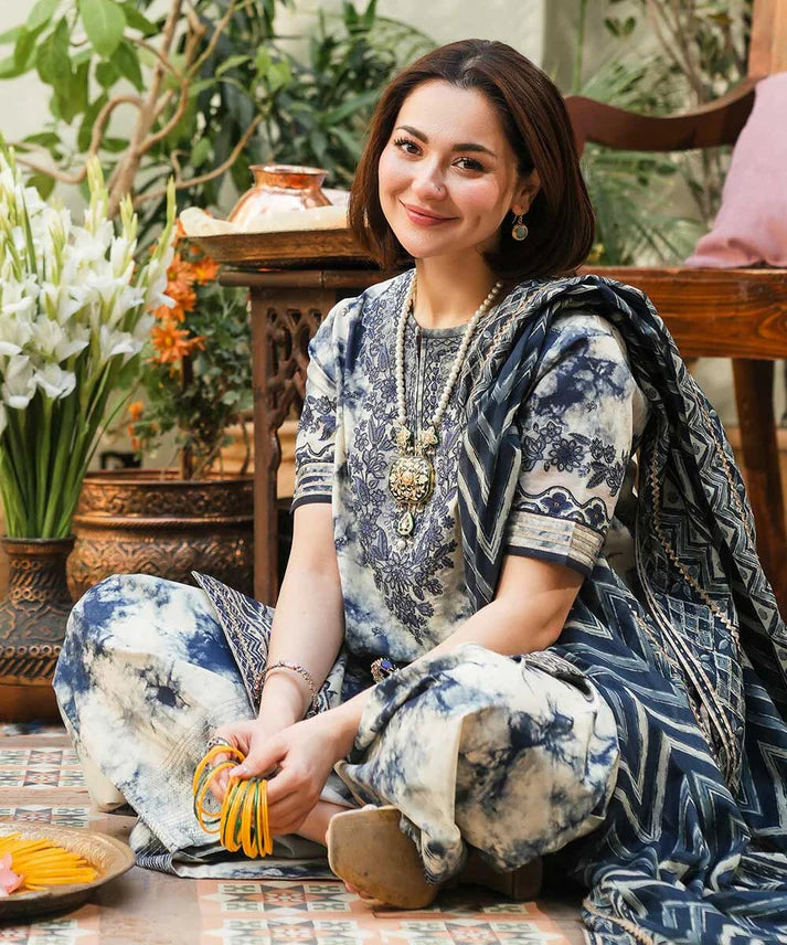 3-Pc Digital Print with  Embroidered pathces Karandi Dppatta - VL1205