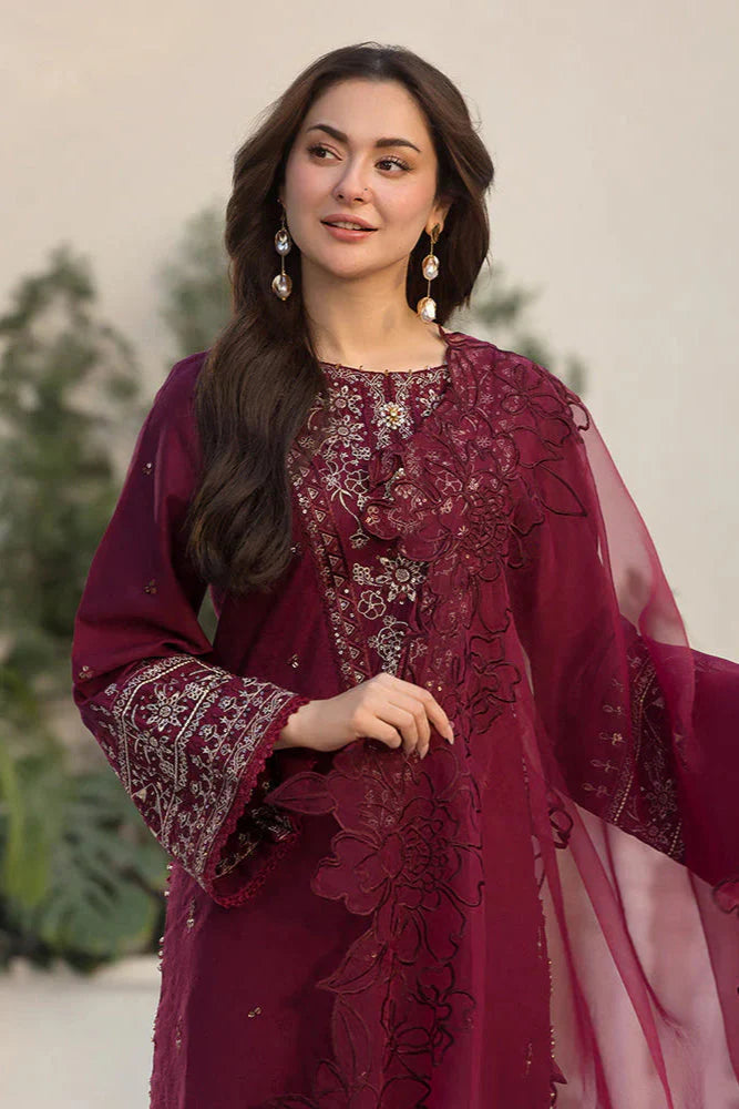 Velvet 3-Piece Dress with Embroidered Organza Dupatta - VL948