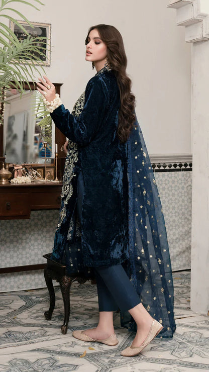 Jazmin - Embroidered Velvet 3-Piece Dress - VL984