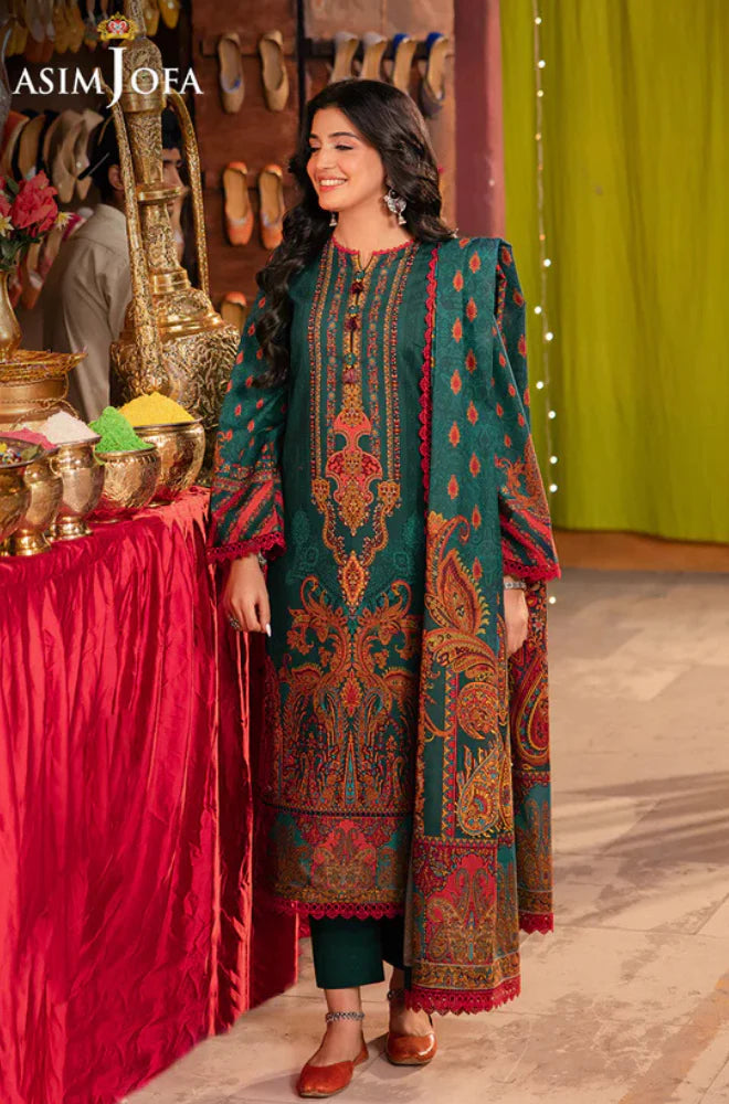 Asim Jofa - Winter 3PC Karandi Digital Print Dress - VL1200