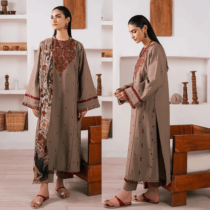 Baroque - 3PC Dhanak Embroidered Suit - VL1183