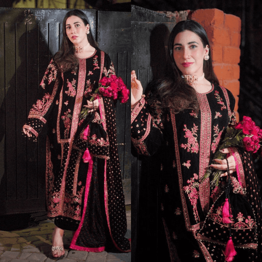 Maria B - Velvet Dress with Embroidered Dupatta - VL992