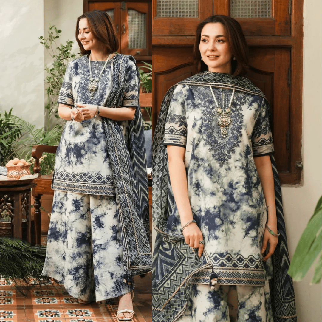 3-Pc Digital Print with  Embroidered pathces Karandi Dppatta - VL1205