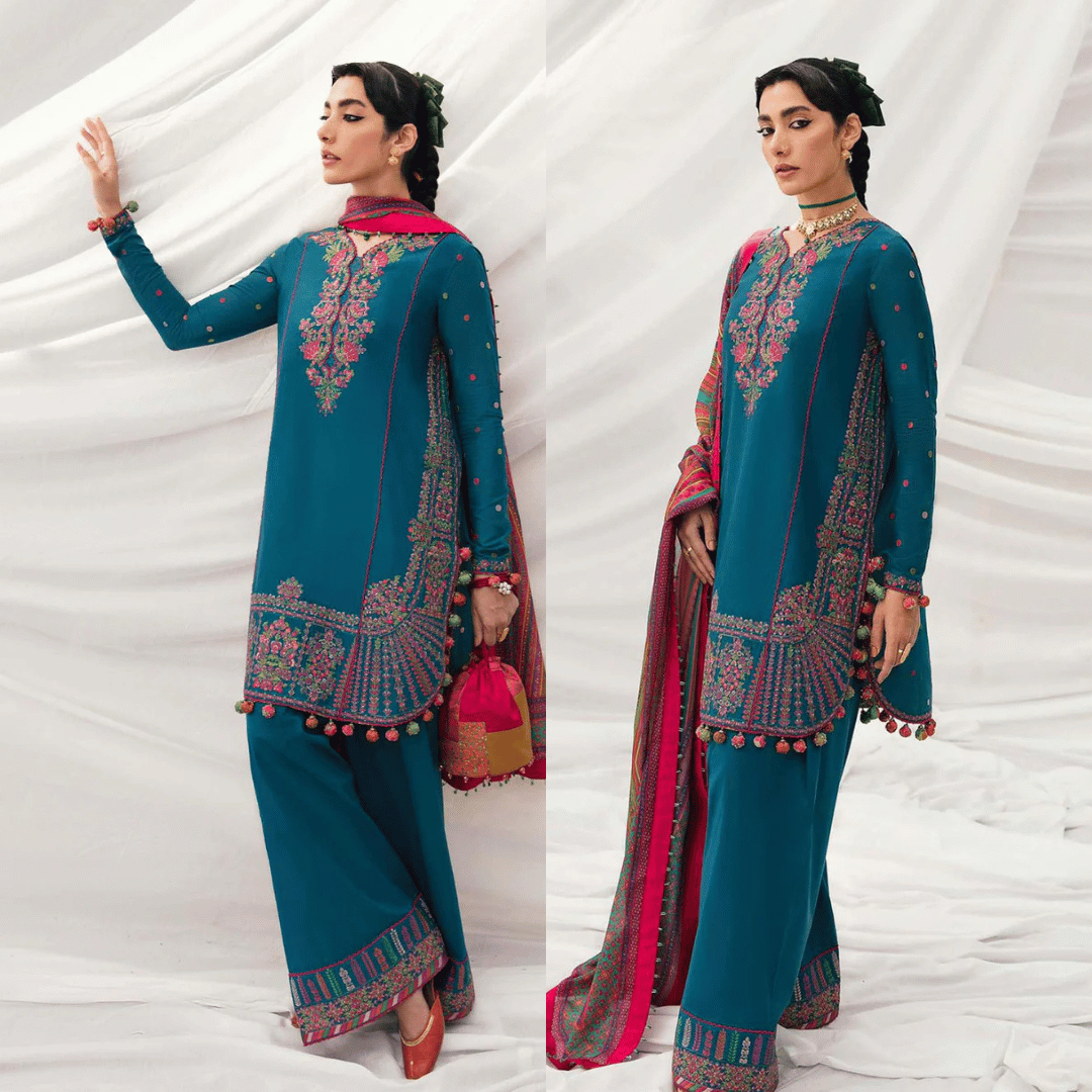 Hussain Rehar Winter Embroidered 3pc Dhanak Suite - VL1223