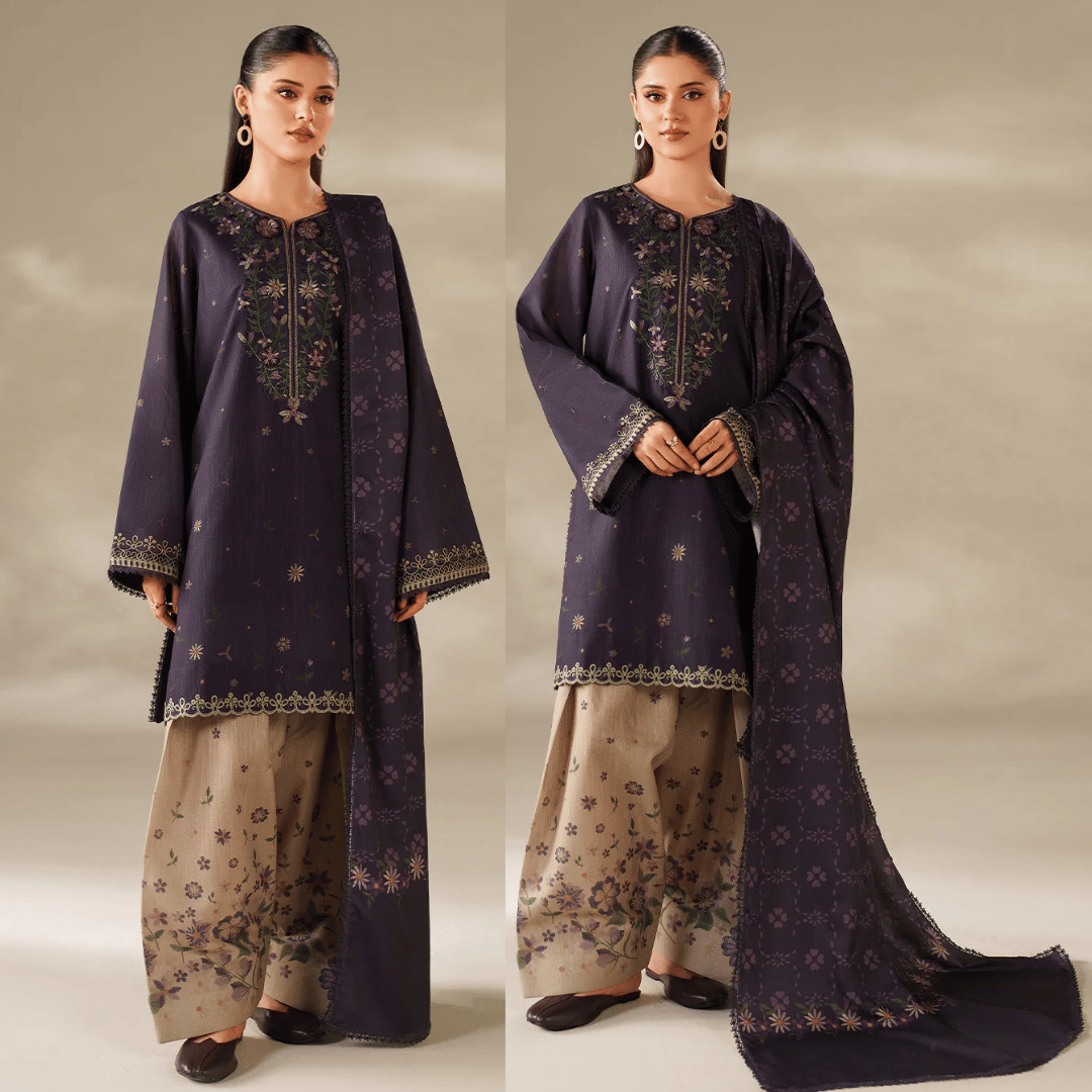 Iznik - UNSTITCHED 3PC karandi  EMBROIDERED SUIT - VL1251