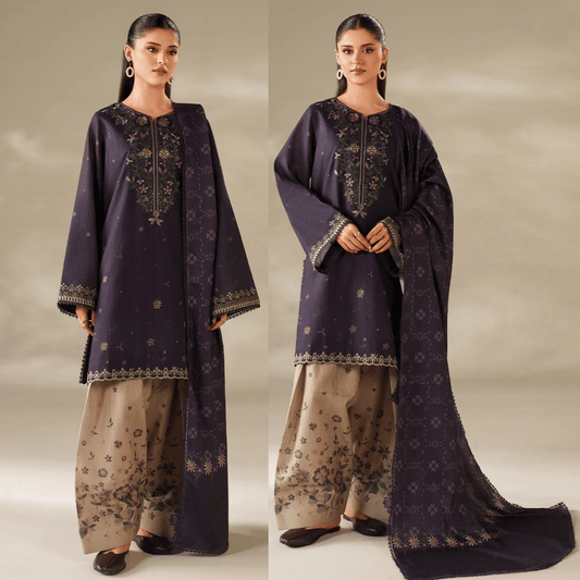 Iznik - UNSTITCHED 3PC karandi  EMBROIDERED SUIT - VL1251