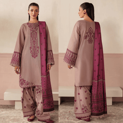 Baroque - 3PC Dhanak Embroidered Suit - VL1270
