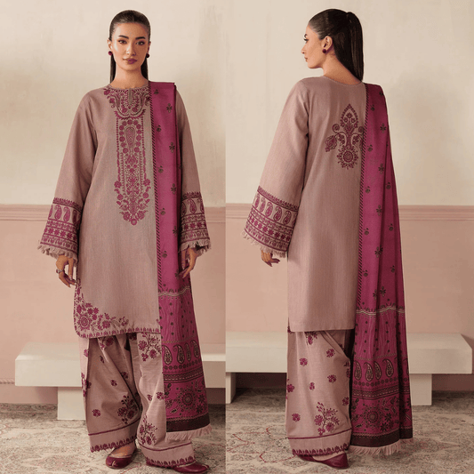 Baroque - 3PC Dhanak Embroidered Suit - VL1270