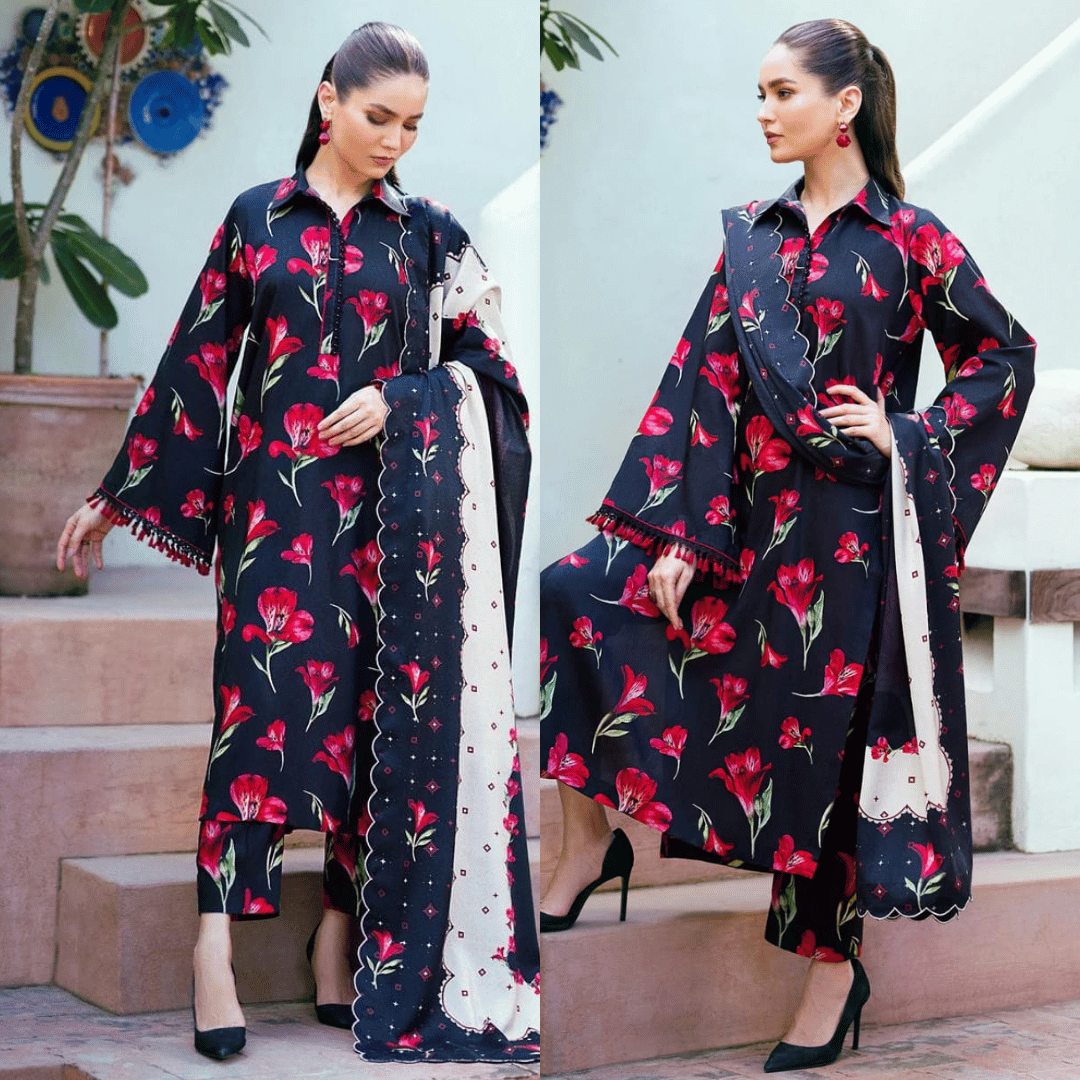 Asim Jofa - Winter 3PC Karandi Digital Print Dress - VL1271
