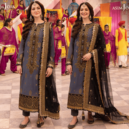 Asim Jofa, unstitched 3 piece Dhanak sequence embroidered suit - VL1277