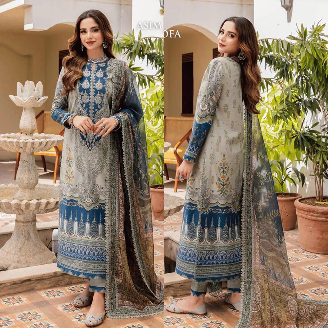 Asim Jofa - Summer 3PC polly Lawn Digital Printed Dress - VL1321
