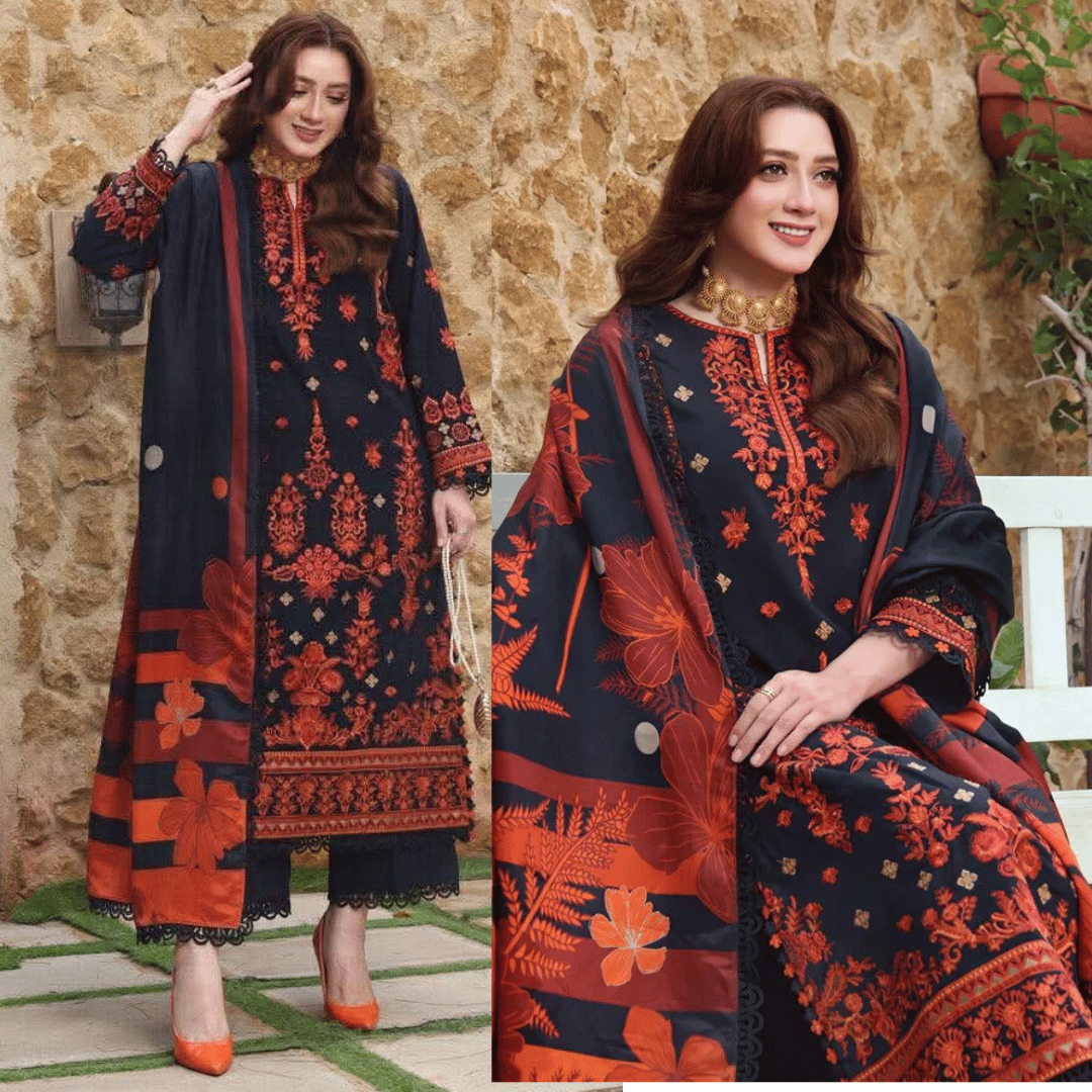 Asim Jofa, unstitched 3 piece Lawn sequence embroidered suit - VL1333