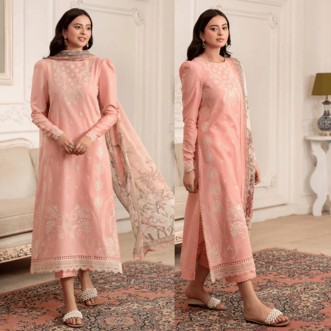 Veezal - Summer 3PC Lawn Embroidered Suit - VL1337