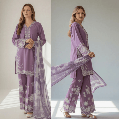 Veezal - Unstitched Luxury Lawn Heavy Embroidered 3PC Suit - VL1342