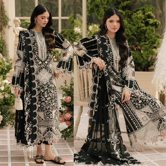 Veezal - Unstitched Luxury Lawn Heavy Embroidered 3PC Suit - VL1346