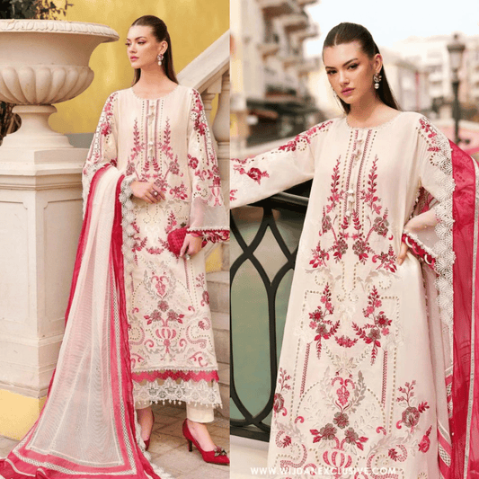 Veezal - Summer 3PC Lawn Chikankari Embroidered Suit - Vl1353