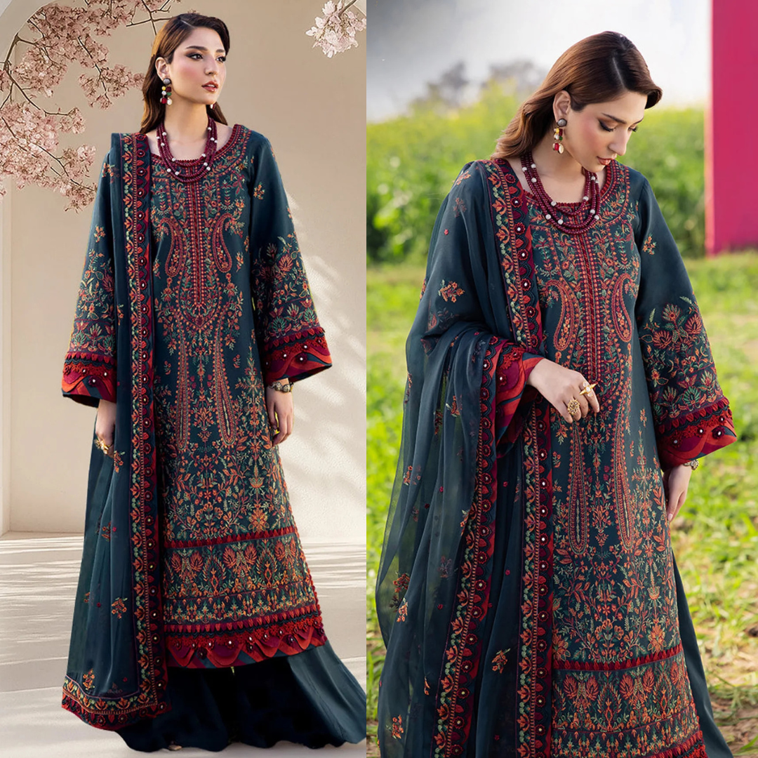 AsimJofa - Summer 3PC Lawn Embroidered Suit - VL1401