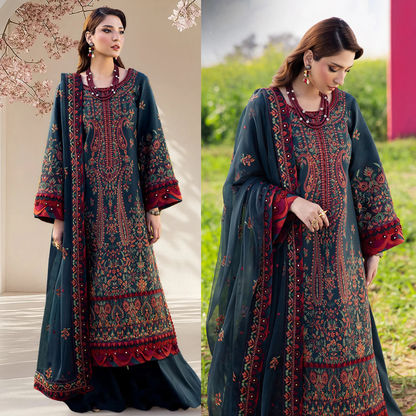 AsimJofa - Summer 3PC Lawn Embroidered Suit - VL1401
