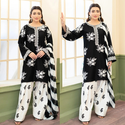 ZARA SHAHJAHAN-3PC LAWN EMBROIDERED SHIRT WITH CHIFFON PRINTED DUPATTA - VL1404