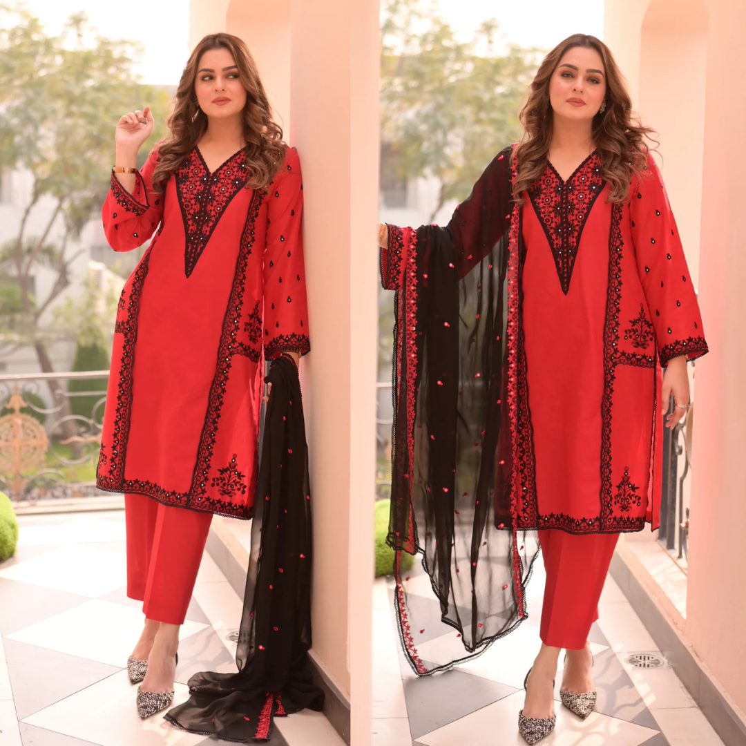 Aneela's - Unstitched Luxury Lawn Sequence Embroidered 3PC Suit - VL1408