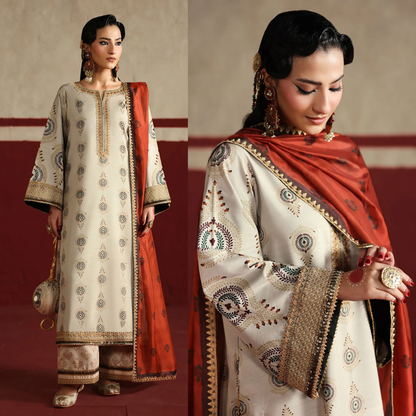 Humjoli - - Unstitched Luxury Lawn Heavy Embroidered 3PC Suit - VL1431