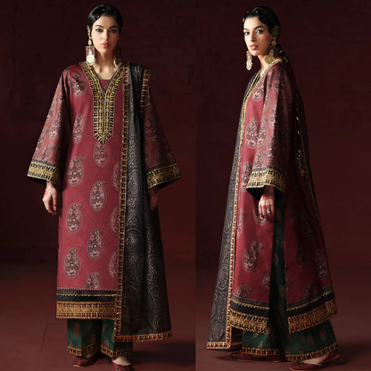 AsimJofa - Unstitched Luxury Lawn Heavy Embroidered 3PC Suit - VL1433