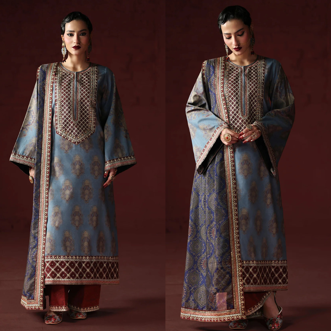AsimJofa - Unstitched Luxury Lawn Heavy Embroidered 3PC Suit - VL1436