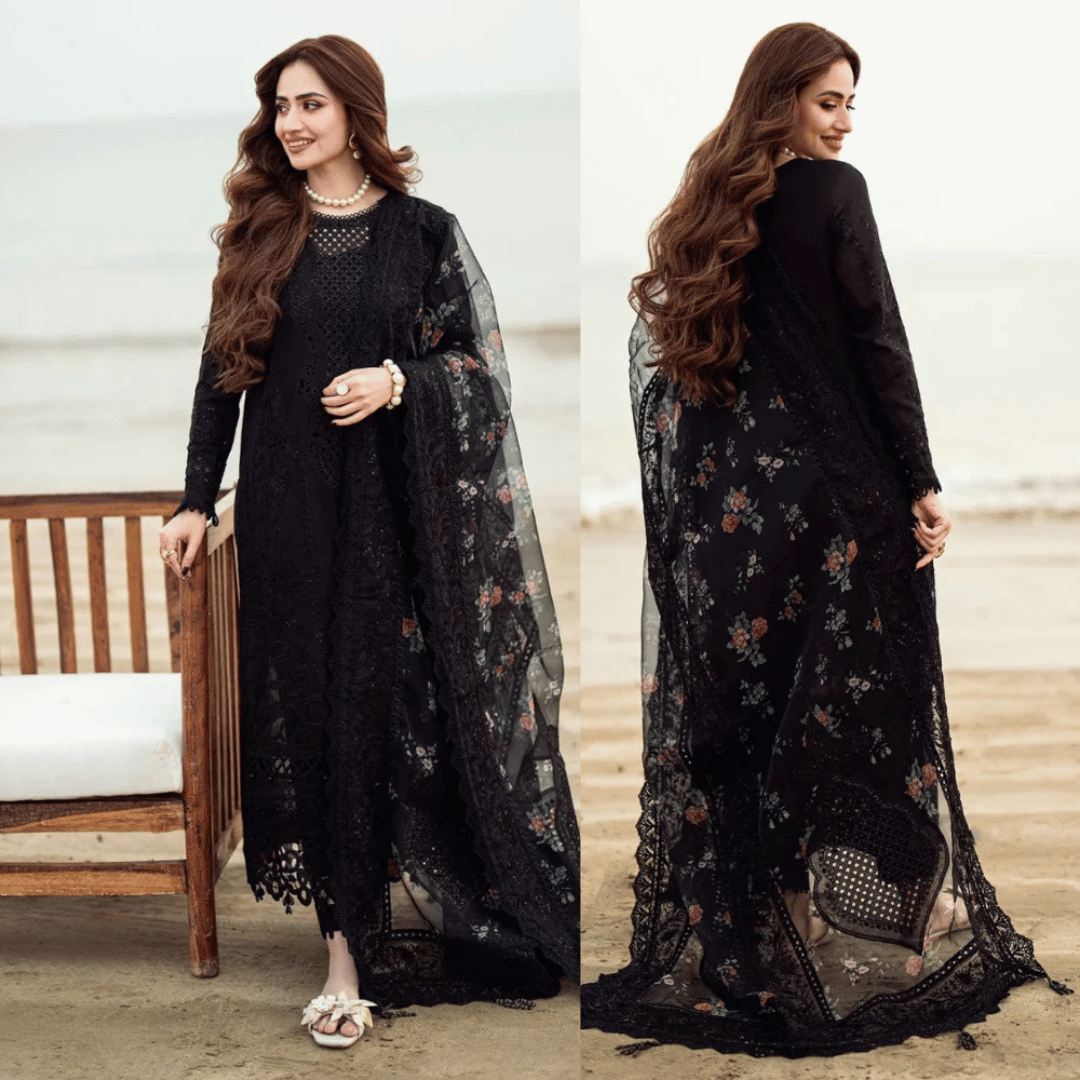 3PC Lawn ChickenKari Embroidered with Sequence work Suit - VL931