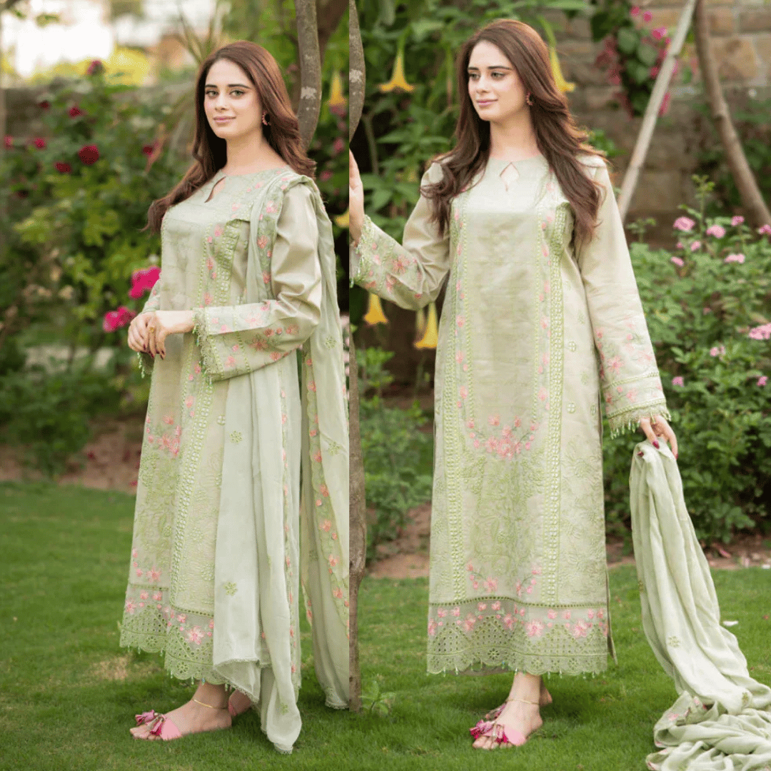Bareeze 3PC Lawn Embroidered Suit - VL1039