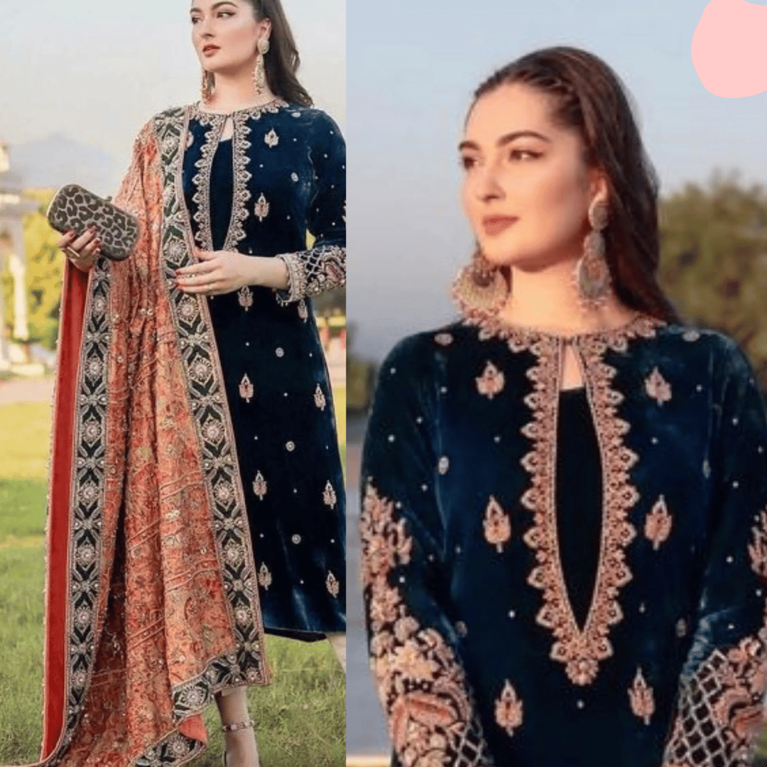 Unstitched Velvet 3PCs Embroidered Dress With Dhanak Shawl - VL965