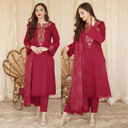 Asling - Winter 3PC Dhanak Embroidered Suit - VL1106