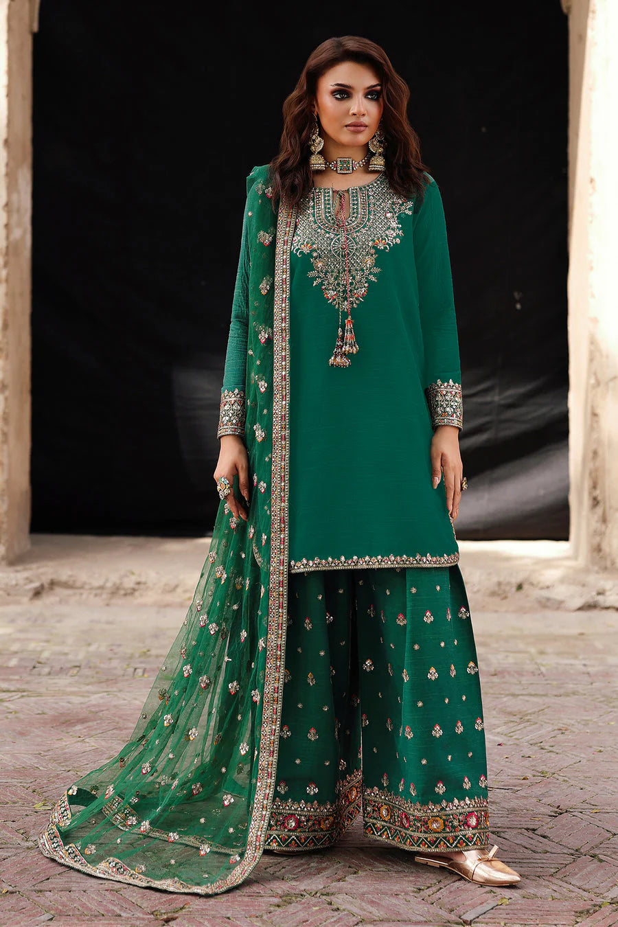 Veezal - Unstitched 3 piece embroidered summer suit - VL1358