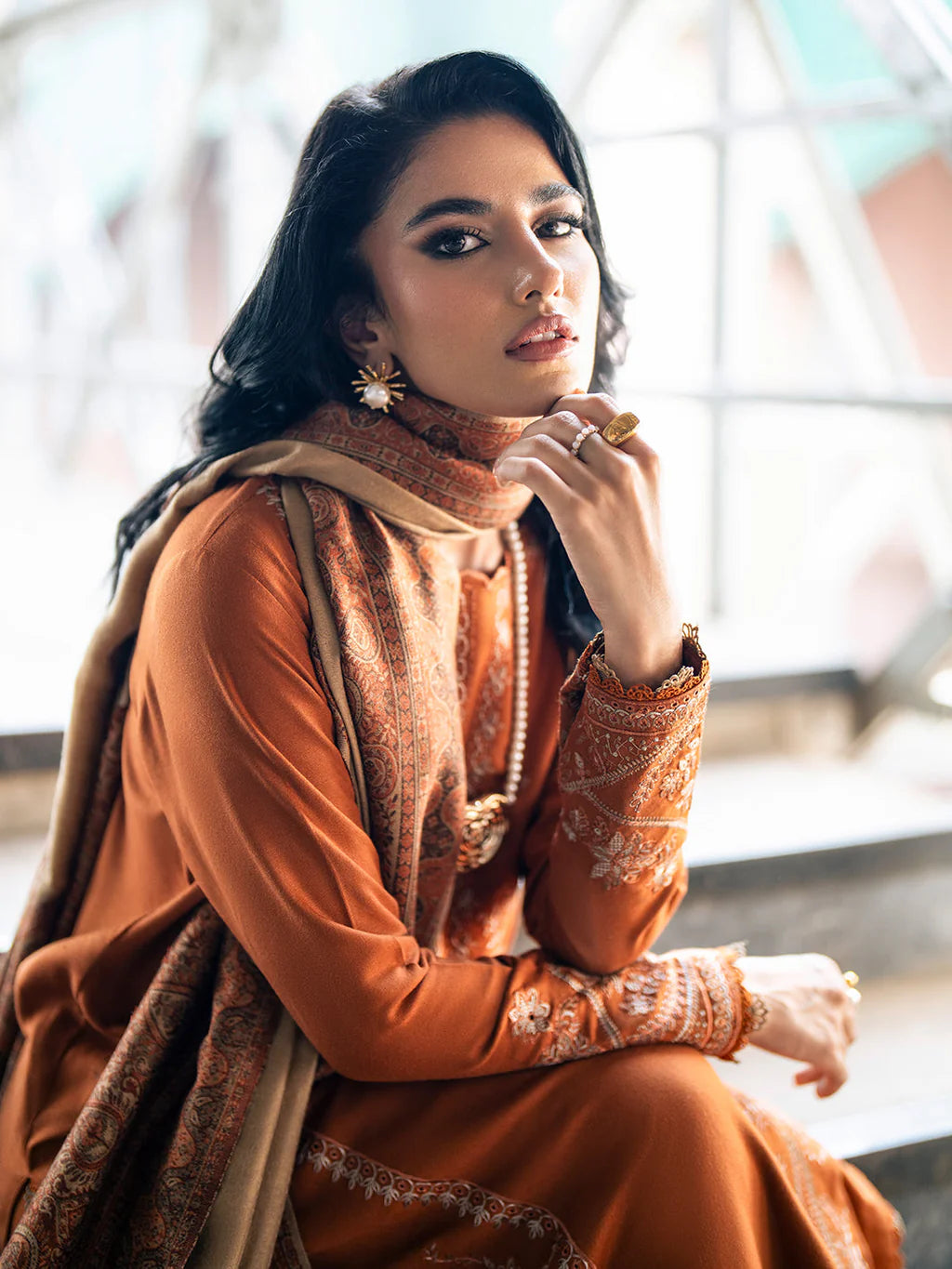izel - Winter 3PC Dhanak Embroidered Suit - VL1262