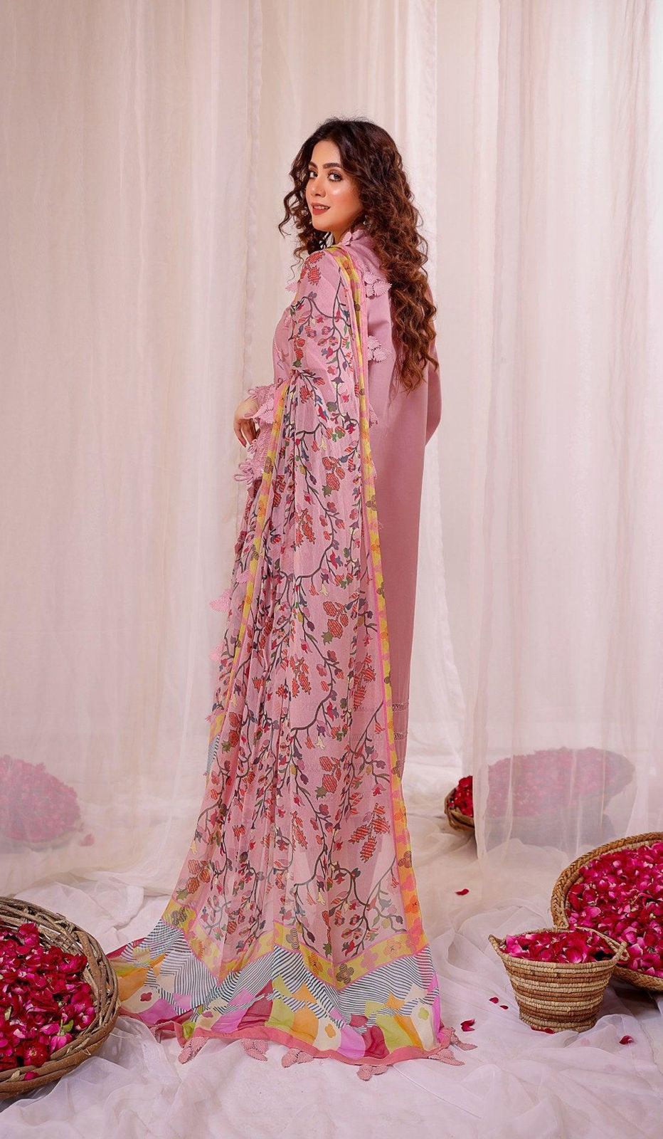 VL724 3PC Dhanak Heavy Embroidered Shirt & Digital Print Wool Shawl