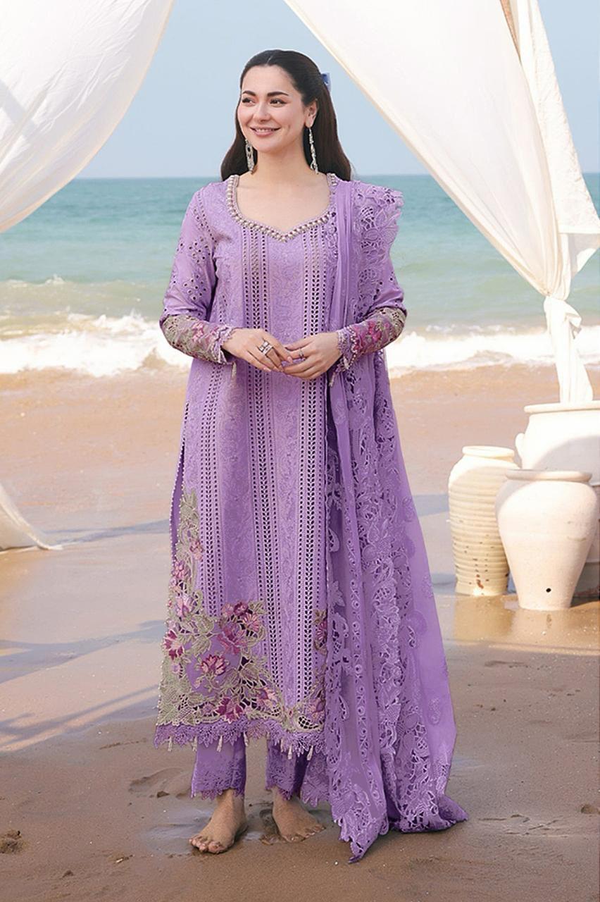 Qalamkar - 3PC Lawn Chikenkari Embroidered Shirt - VL1034