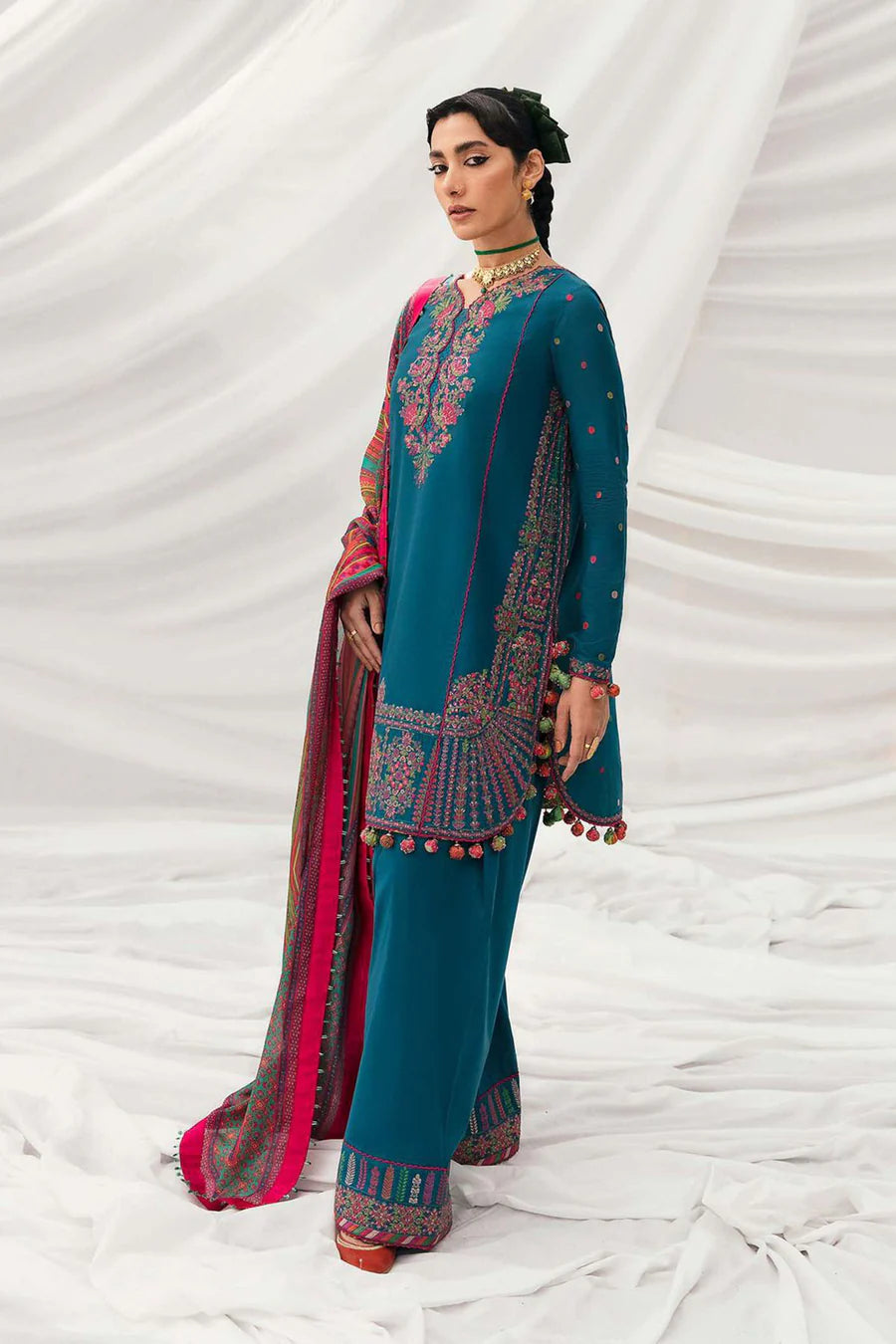 Hussain Rehar Winter Embroidered 3pc Dhanak Suite - VL1223