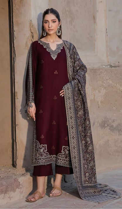 JAZMIN Dhanak Embroidered with Print wool shawl - VL1224