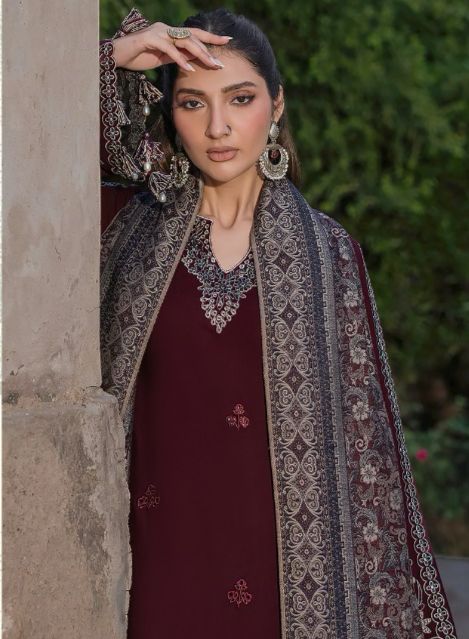 JAZMIN Dhanak Embroidered with Print wool shawl - VL1224