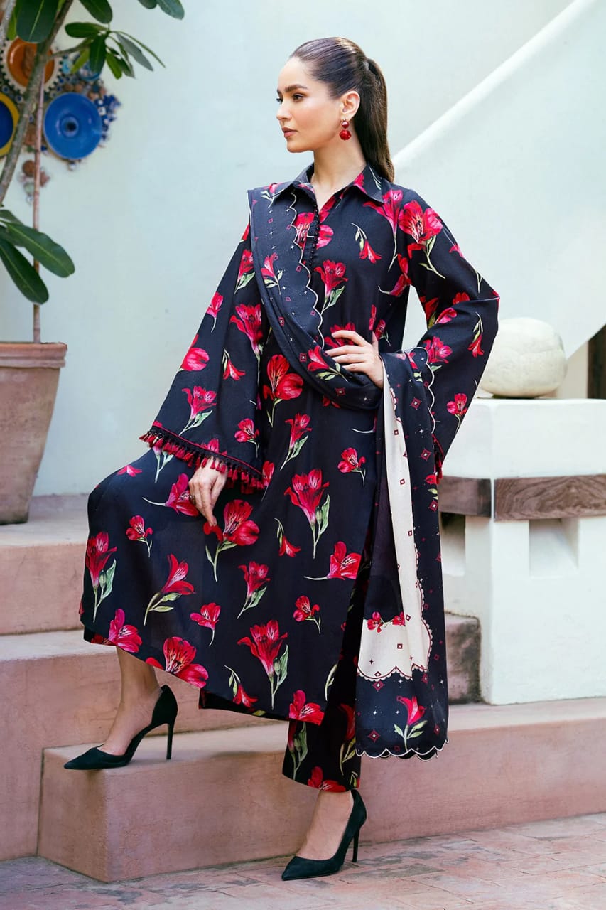 Asim Jofa - Winter 3PC Karandi Digital Print Dress - VL1271