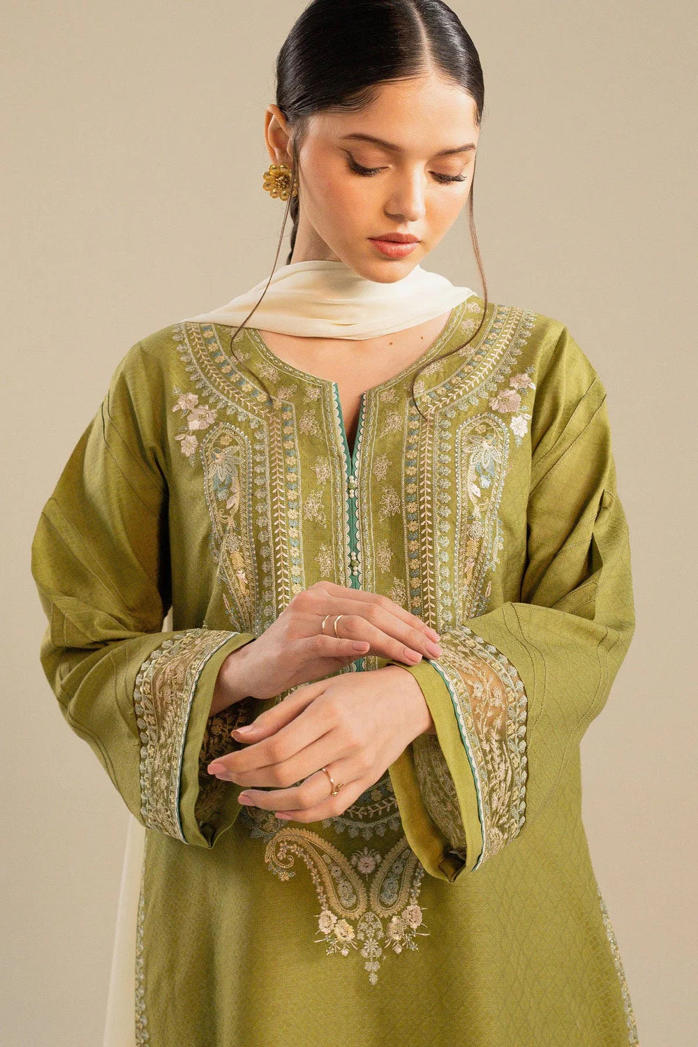 Zara Shahjahan - Embroidered Lawn 3pc with Embroidered Chiffon Dupatta- VL1335