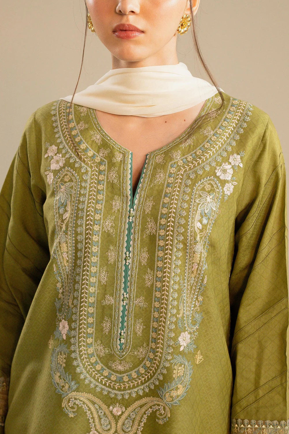 Zara Shahjahan - Embroidered Lawn 3pc with Embroidered Chiffon Dupatta- VL1335