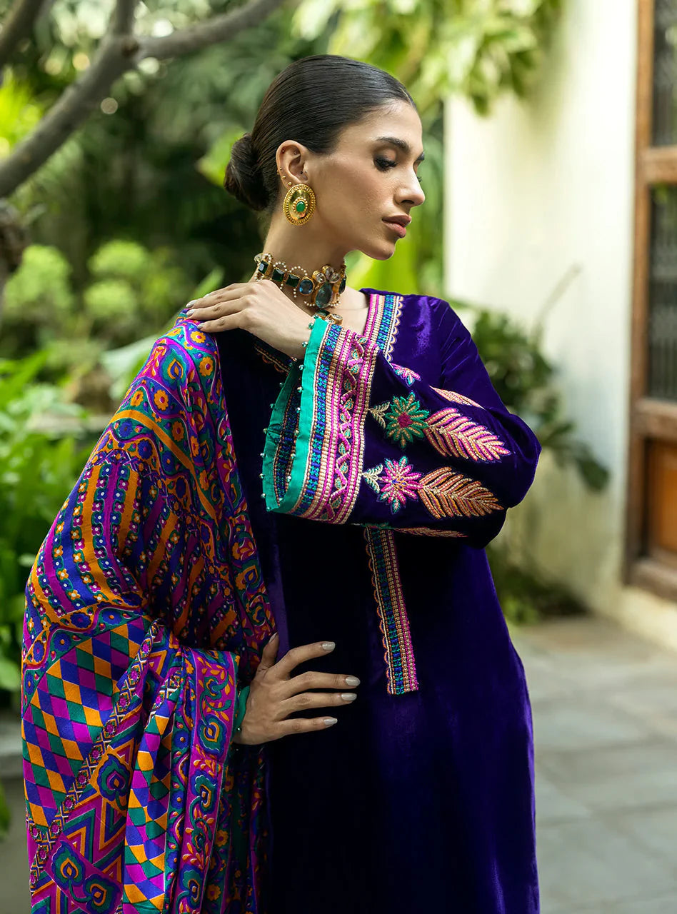 Charizma Embroidered Velvet 3piece suit - VL975