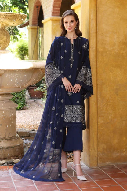 BAREEZE-EMBROIDERED 3PC LAWN DRESS WITH EMBROIDERED CHIFFON DUPATTA . VL210
