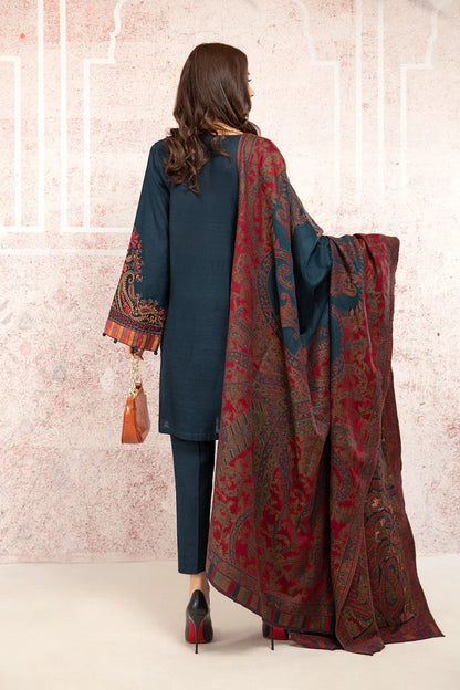 VL658 3PC Khaddar Embroidered Suit with Print Wool Shawl