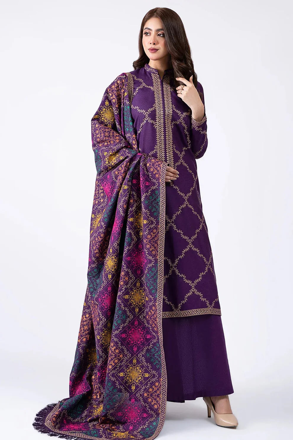 Kaseriya - Embroidered Dhanak Three Piece Winter Collection - VL1219