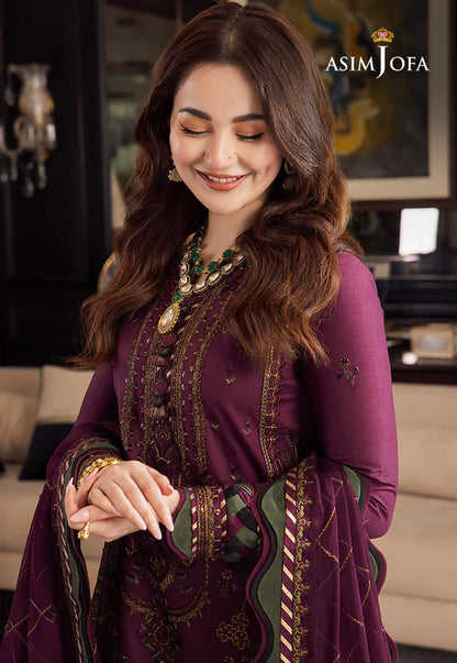 Asim Jofa, unstitched 3 piece Dhanak sequence embroidered suit - VL1024