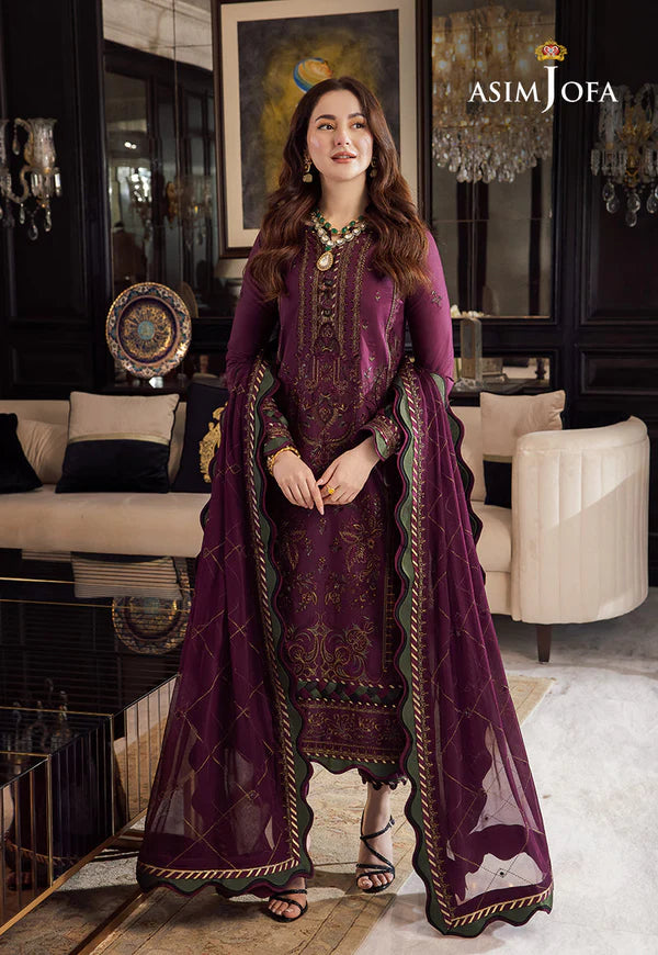 Asim Jofa, unstitched 3 piece Dhanak sequence embroidered suit - VL1024