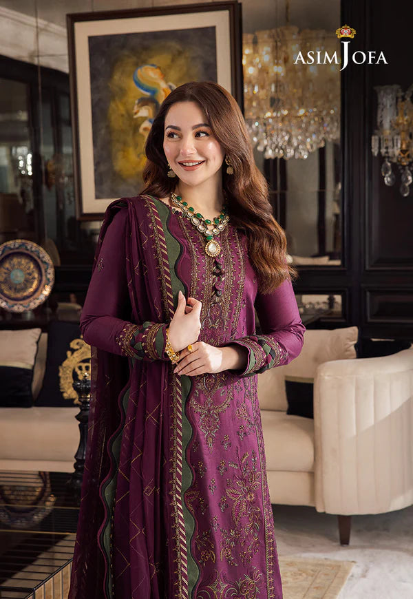 Asim Jofa, unstitched 3 piece Dhanak sequence embroidered suit - VL1024