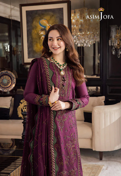 Asim Jofa, unstitched 3 piece Dhanak sequence embroidered suit - VL1024