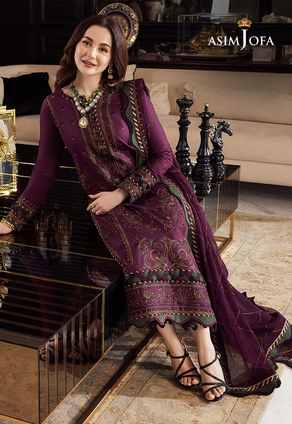 Asim Jofa, unstitched 3 piece Dhanak sequence embroidered suit - VL1024